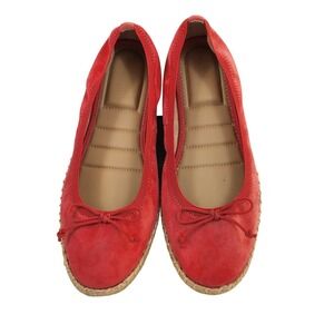 Kelly & Katie Katie Red Suede Espadrille Flats Bow Detail Womens 10M Casual Shoe